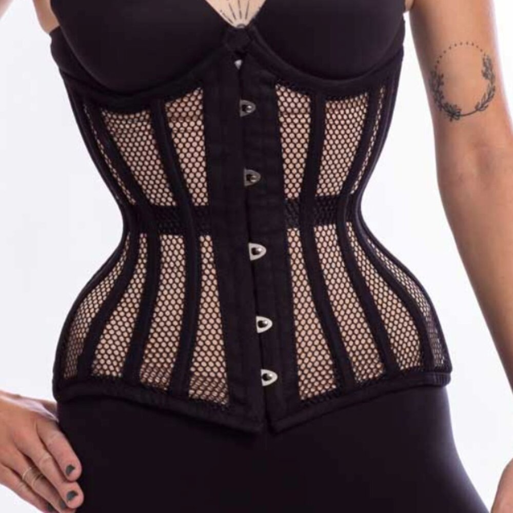 Orchard Corset black mesh longline corset CS-426